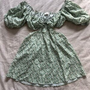 Floral Green Mini Dress